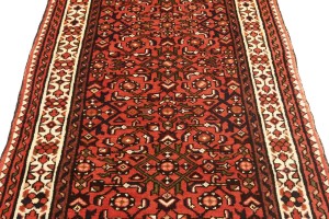 Vintage Bittersweet Red Tribal 3X13 Hamedan Persian Runner Rug