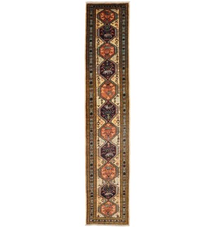 Rare Geometric Semi Antique 2'5X12'9 Oriental Runner Rug Hallway Kitchen Carpet