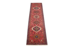 Vintage Red Geometric 3X10 Karajeh Persian Runner Rug