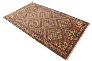 Semi Antique Tribal Geometric 4X7 Shiraz Lori Persian Rug