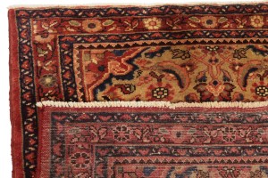 Vintage Floral Golden Beige 3'6X7'9 Hamedan Persian Rug