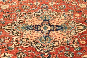 Vintage Orange-red Traditional 10X14 Mahal Persian Rug