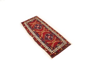Vintage Red Geometric 2X4 Heriz Persian Rug