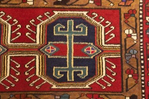 Vintage Red Geometric 2'0X3'8 Heriz Persian Rug