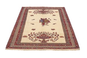 Cream Tribal 4'6X6 Sumak Persian Rug