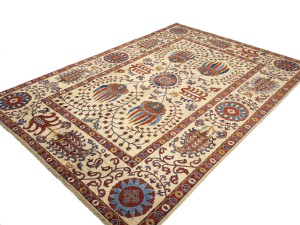Beige Floral 7X10 Afghan Mamlouk Oriental Rug