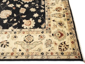 Black Floral Peshawar 9X12 Pakistan Oriental Rug