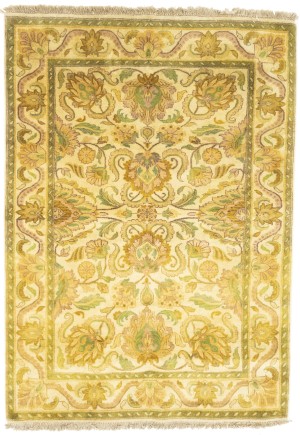Golden Beige Floral Classic 4X6 Agra Jaipur Oriental Rug