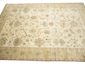Cream Floral Oushak 12'6X17 Turkish Oriental Rug