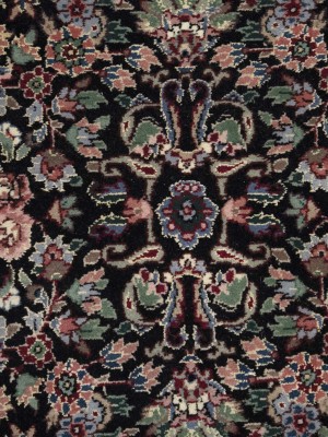 Charcoal Floral Tribal 2'6X9'9 Indo-Kashan Oriental Runner Rug
