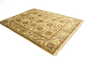Golden Beige Floral Classic 8X10 Agra Jaipur Oriental Rug