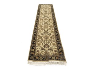 Cream Floral Classic 2'7X12 Agra Jaipur Oriental Runner Rug