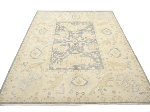 Gray Floral 9X12 Oushak Oriental Rug