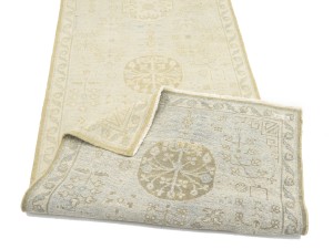 Cream Floral Oushak 3X11'5 Turkish Oriental Runner Rug