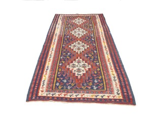 Multicolored Tribal Kelim 4X9 Persian Runner Rug