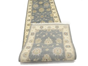 Gray Floral Classic 2'7X18'8 Agra Jaipur Oriental Runner Rug