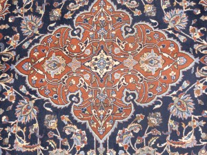 Semi Antique Purple-navy Floral 10X13 Sarouk Persian Rug