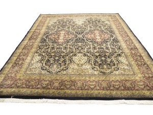 Black Floral Classic 8'7X11'9 Agra Jaipur Oriental Rug