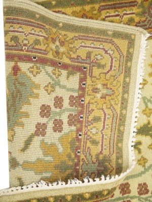 Beige Floral 2'6 x 3'11 Oushak Chobi Oriental Rug