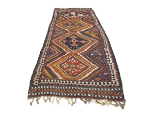 Red Vintage Tribal 4'3 x 12'5 Kelim Runner Rug