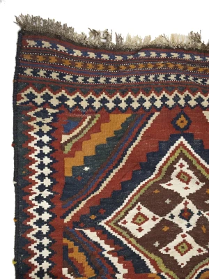 Red Vintage Tribal 4'3 x 12'5 Kelim Runner Rug