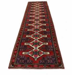 Vintage Red Floral 3X13 Bidjar Sanneh Persian Runner Rug