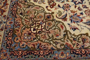 Vintage Cream Traditional 9X12 Isfahan Persian Rug