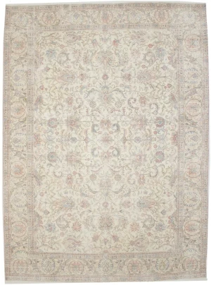 Antique Muted Floral Traditional 9X13 Tabriz Persian Rug