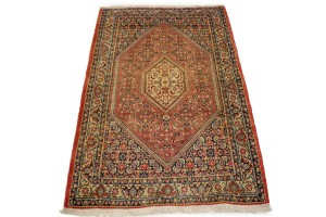 Semi Antique Orange-red Floral 3X5 Bidjar Persian Rug