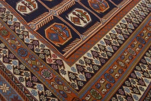 Purple-navy Tribal 4X7 Sumak Persian Rug