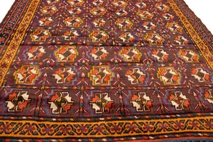Vintage Burgundy Tribal 5X9 Kazak Bokhara Persian Rug