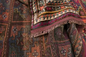 Vintage Brown Violet Tribal 4X8 Ghoochan Persian Rug