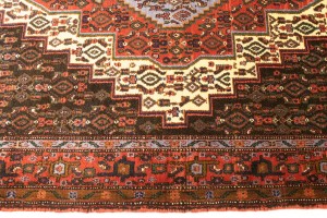 Vintage Orange Tribal 4X5 Bidjar Persian Rug