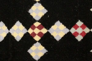 Black Geometric Dhurrie 6X9 Indian Oriental Rug