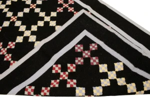 Black Geometric Dhurrie 6X9 Indian Oriental Rug