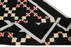 Black Geometric Dhurrie 6X9 Indian Oriental Rug