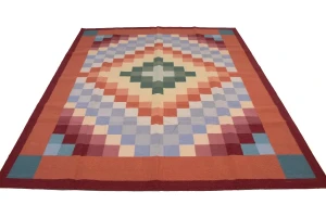 Multicolored Geometric Dhurrie 8X10 Indian Oriental Rug