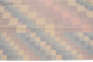 Multicolored Geometric Dhurrie 5'6X8'6 Indian Oriental Rug