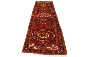 Vintage Red Floral 3'5X11'3 Heriz Goravan Persian Runner Rug