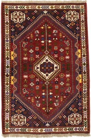 Red Tribal 3'5X5 Shiraz Persian Rug