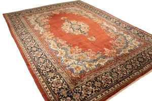 Antique Scarlet Red Floral 10X13 Mahal Persian Rug