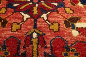 Vintage Red Geometric 4X14 Karajeh Persian Runner Rug