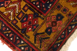 Vintage Red Geometric 4X14 Karajeh Persian Runner Rug