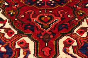 Vintage Red Floral 3'6X10 Heriz Goravan Persian Runner Rug