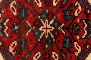 Vintage Red Geometric 5X6 Karajeh Persian Rug
