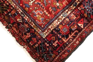 Semi Antique Red Tribal 4'6X6'3 Karajeh Persian Rug