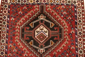 Vintage Rusty Red Geometric 3'6X4'9 Shiraz Persian Rug