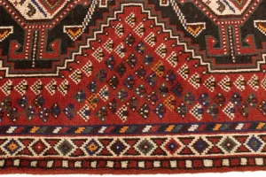 Vintage Rusty Red Geometric 3'6X4'9 Shiraz Persian Rug