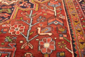 Semi Antique Red Traditional 4'5X12'8 Heriz Persian Runner Rug