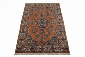 Vintage Rusty Peach Traditional 4X7 Sarouk Persian Rug